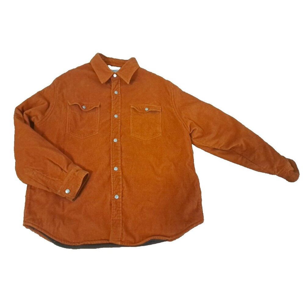 Mens Covington Corduroy Jacket Orange Lined Snap Front Pockets Fleece Lined XL